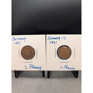 2‑Coin Bundle – Germany 1971 Two Pfennig & 1971 One Pfennig (D Mint)